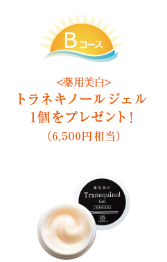 Bコース:<薬用美白>撮らねキノールジェル1個をプレゼント!(6,500円相当)
